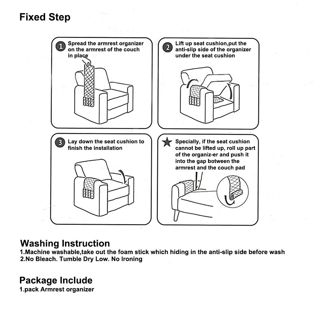 MioCloth Sofa Armrest Organizer - Universal Couch Recliner Chair Arm Cover with Storage Pockets | Hanging Organizer for TV Remote, Phone, Books, Magazines & Snacks | Perfect for Living Room, Bedroom & Home Theater Use