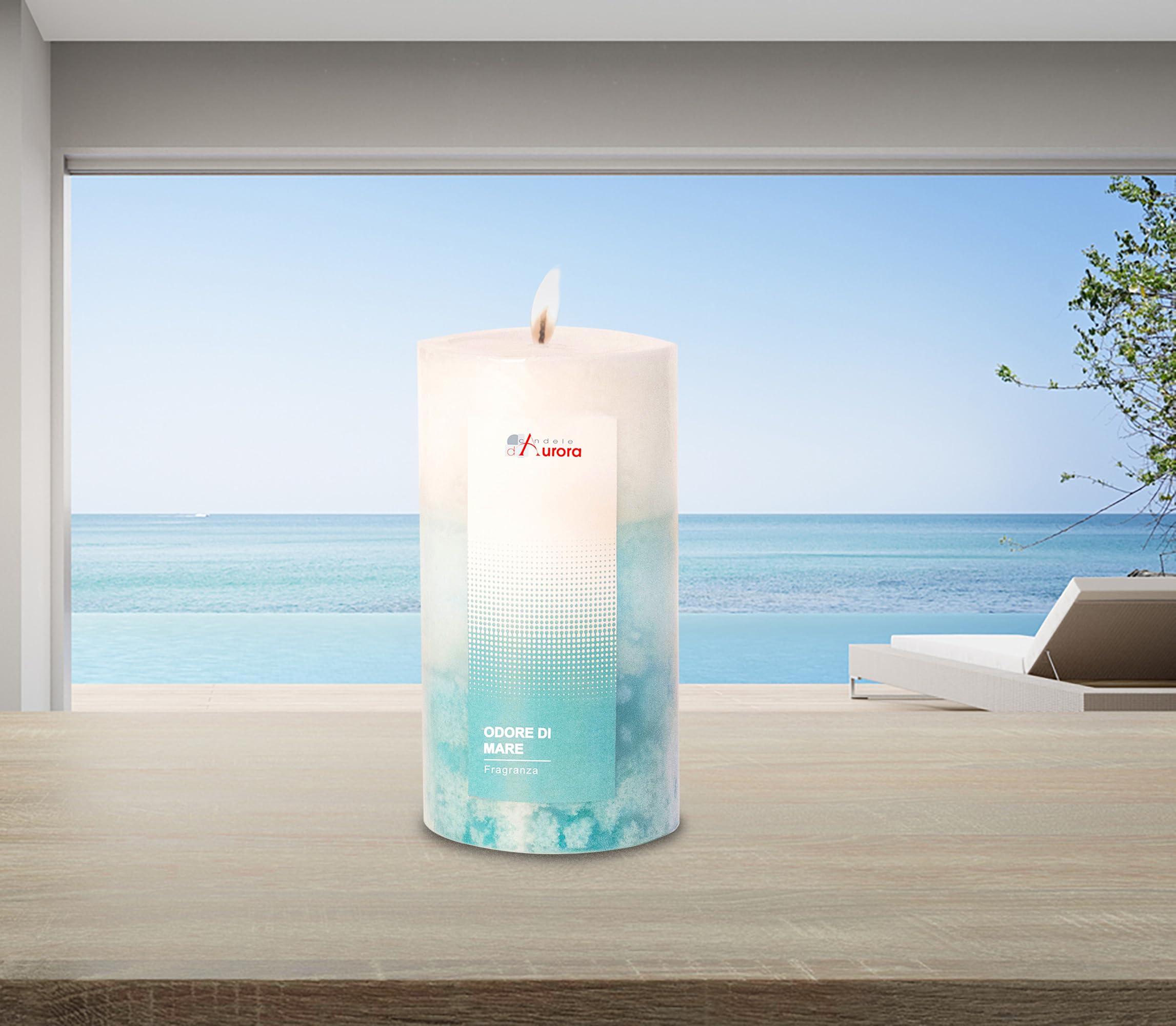 Aurora Calipso Scented 2-Layer Blue Wax Candle - 6.8 x 6.8 x 13 cm for Home Decor, Romantic Dinners & Relaxation