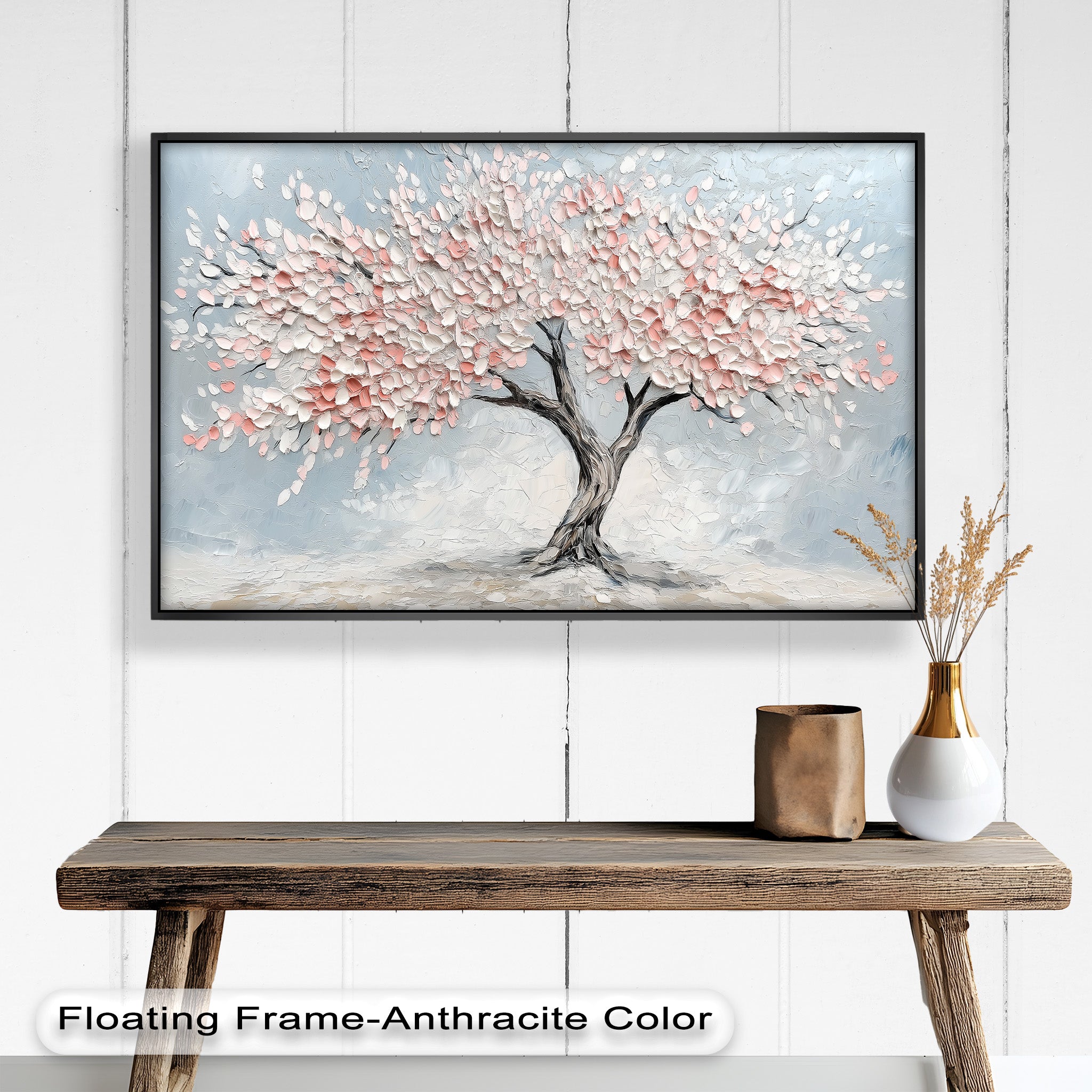 Blossoming Cherry Tree Floral Oil Painting - Handmade Canvas Art for Home Decor, Living Room, Bedroom & Office Wall