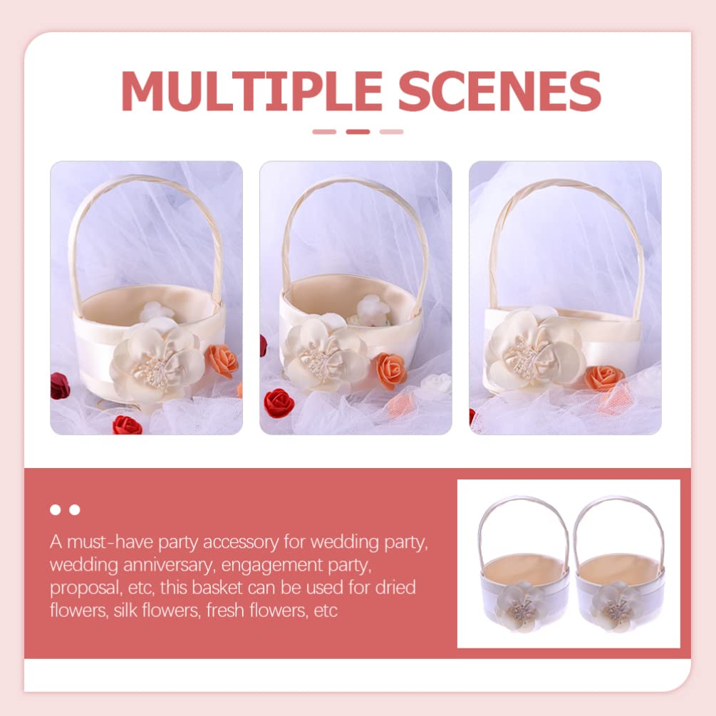 STOBOK 2-Pack Rustic Wedding Flower Basket Set - Flower Girl Basket with Rings Holder, Perfect for Petals & Bouquets - Ideal for Wedding Ceremonies, Bridal Showers & Flower Girl Processions