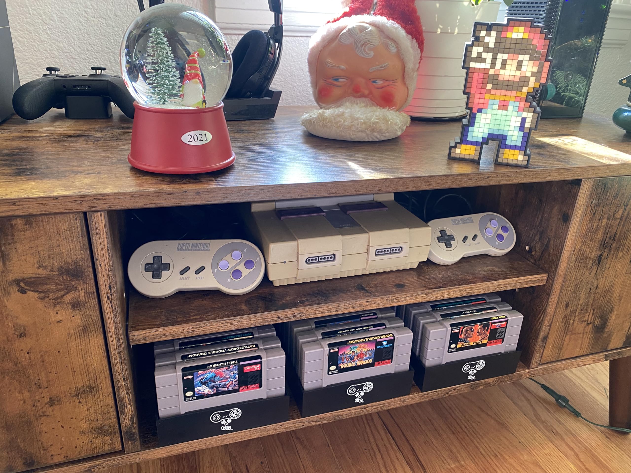 Black SNES Game Organizer - Nintendo SNES Cartridge Holder with Dust Cover for Super Nintendo Entertainment System | Perfect for Game Storage & Display