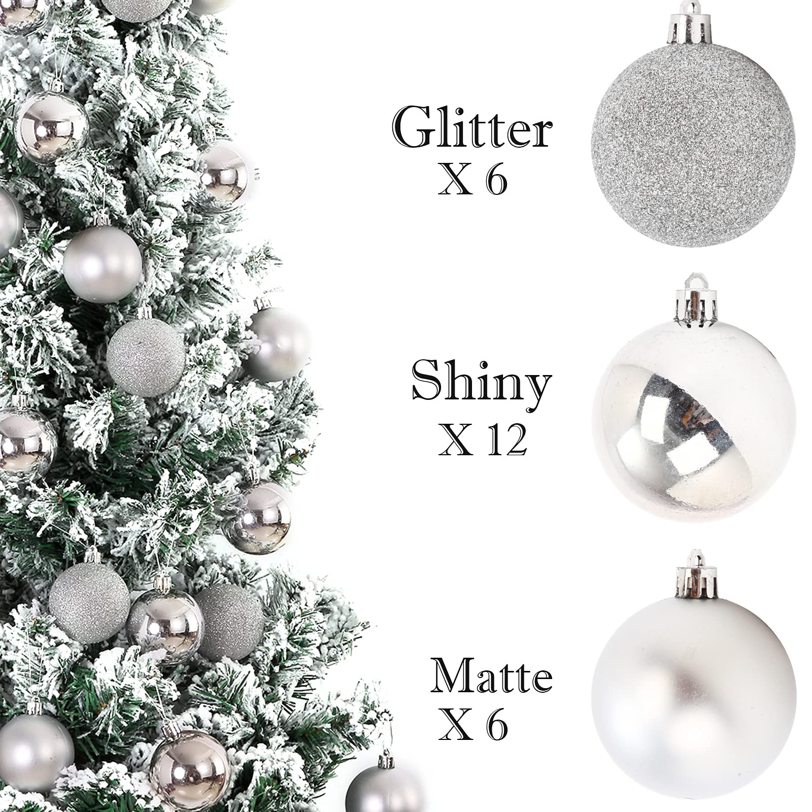 24Pcs Mini Shatterproof Christmas Tree Ornaments - 1.2 Inch Silver Hanging Balls for Xmas, Holiday, Wedding & Party Decorations | Perfect for Christmas Trees, Gift Wrapping, Mantel Decor & Festive Home Decor