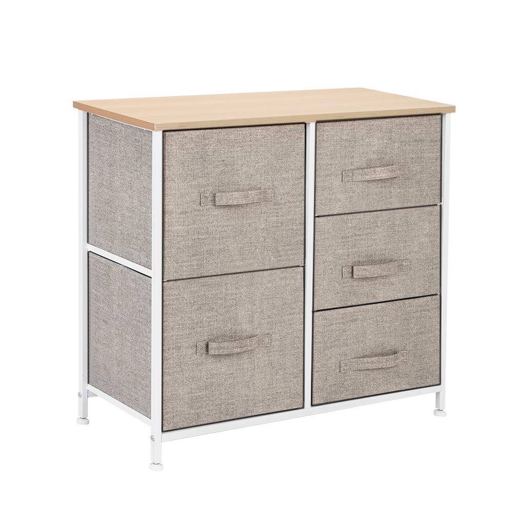5-Drawer Fabric Dresser Storage Tower - Organizer for Bedroom, Hallway & Entryway | Space-Saving Closet Furniture in Natural Color | Perfect for Small Spaces & Home Organization