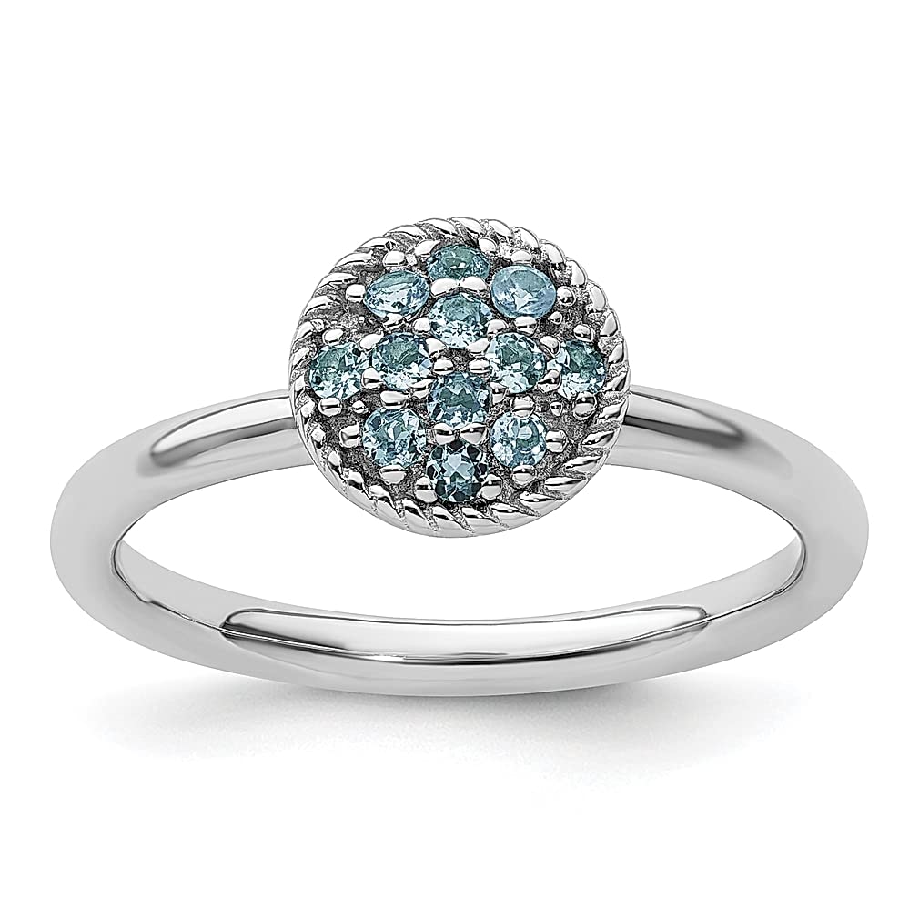 925 Sterling Silver Blue Topaz Stackable Ring - December Birthstone Jewelry for Women, Dainty Gemstone Ring, Perfect Gift for Her - Ideal for Everyday Wear, Special Occasions & Stacking with Other Rings