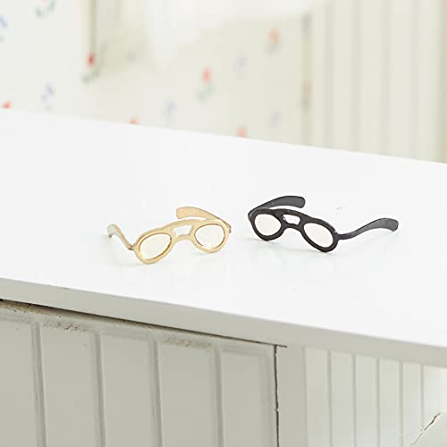 Antique Reading Glasses for Dollhouse Miniatures - Vintage Style Tiny Eyeglasses for Miniature Dolls & Collectibles - Perfect for Dollhouse Decor, Miniature Displays, and Collectors