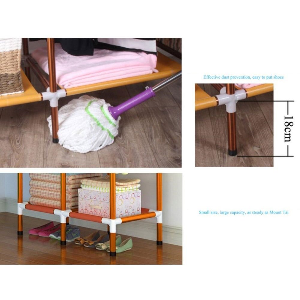 Portable Folding Wardrobe Closet Organizer with Cover - 67