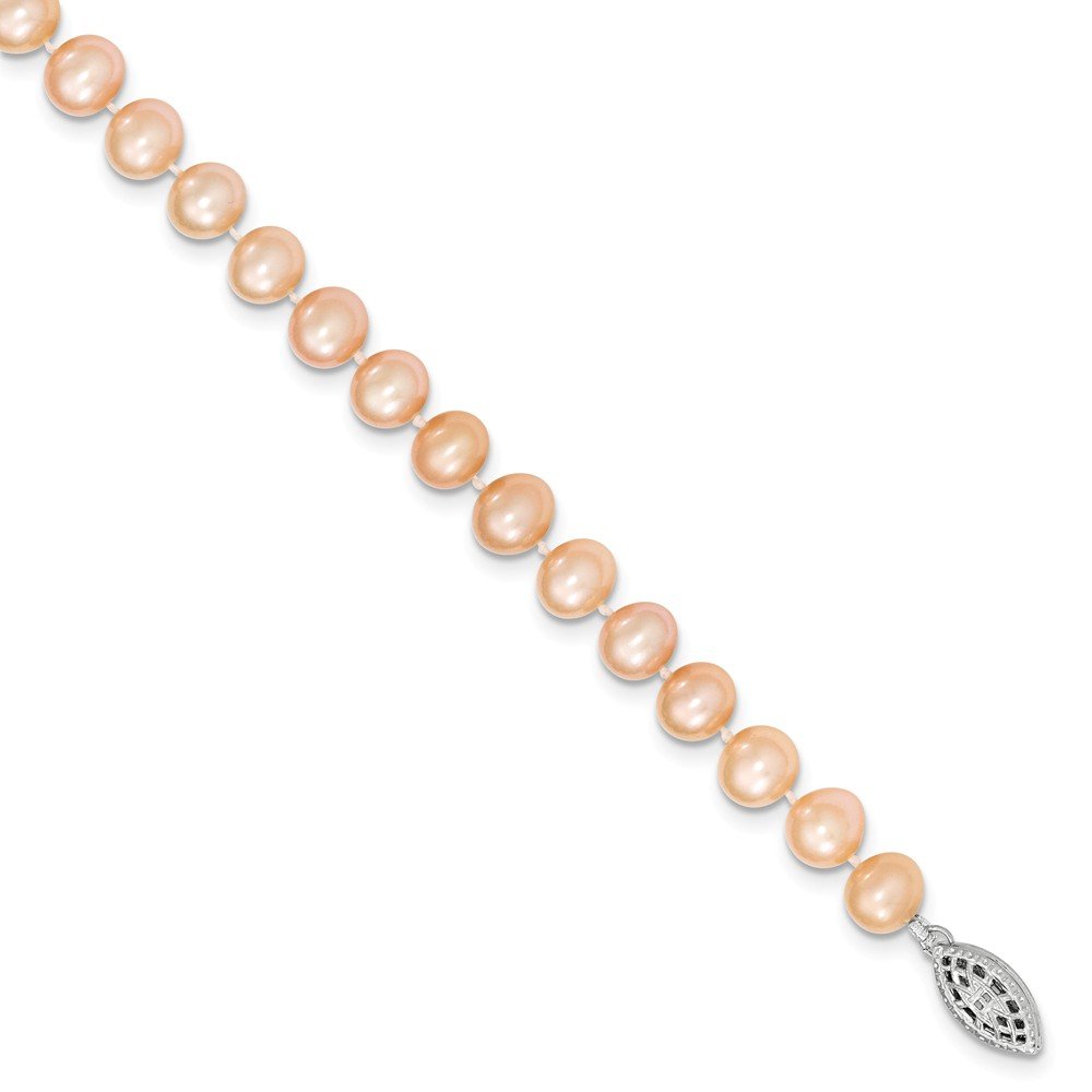 925 Sterling Silver 6-7mm Pink Freshwater Cultured Pearl Necklace for Women - Elegant Jewelry Gift for Brides, Anniversary & Special Occasions
