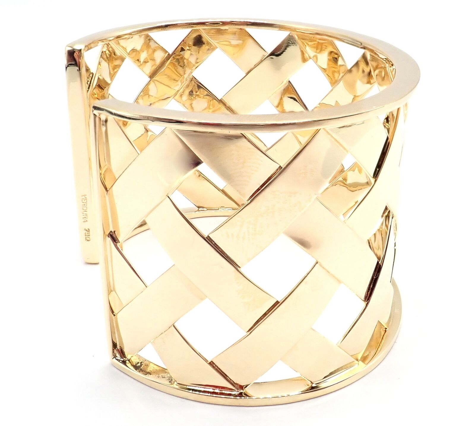 Authentic Verdura 18k Yellow Gold Criss Cross Wide Cuff Bracelet - Luxury Vintage Jewelry for Women, Perfect for Weddings & Special Occasions
