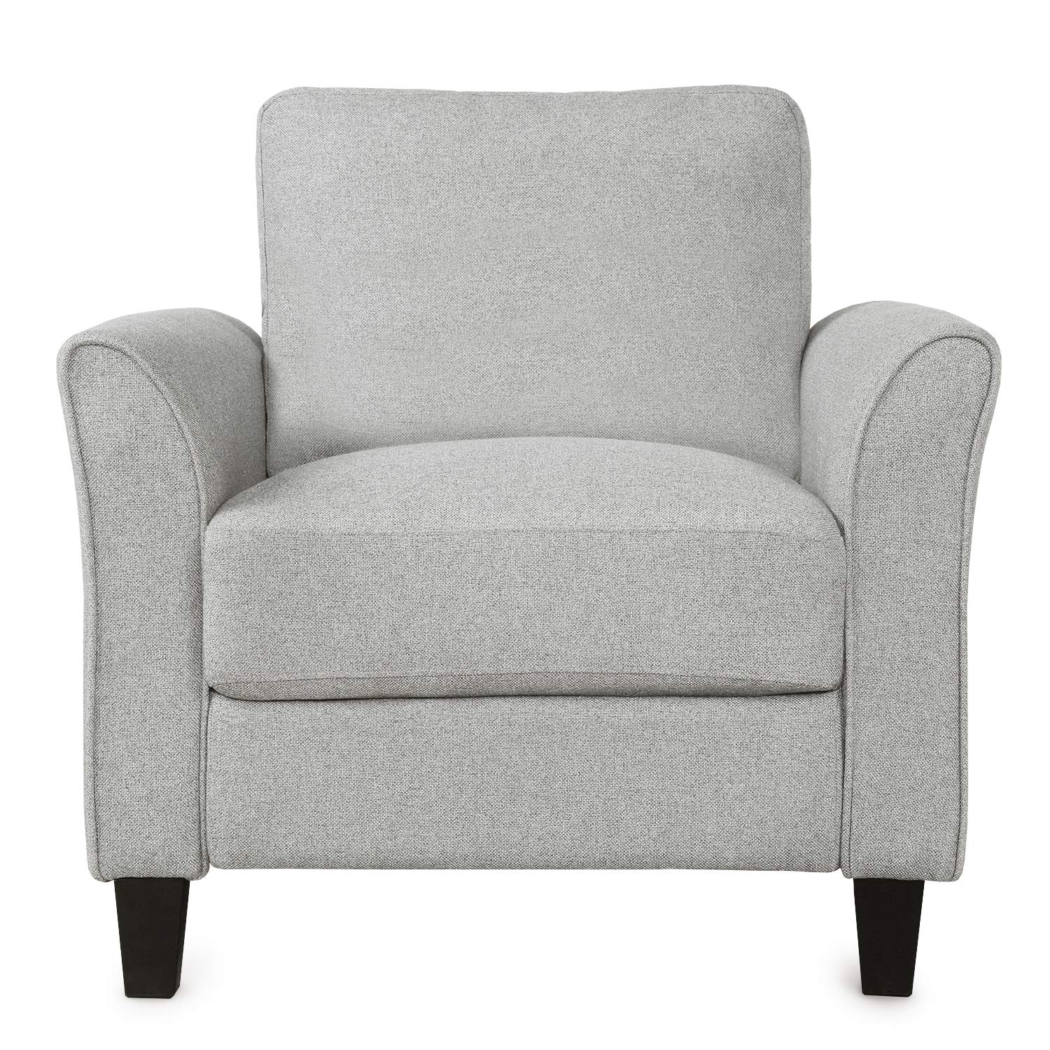 INCLAKE Modern Accent Chair - Upholstered Armchair with Double Thickened Cushions & Sturdy Legs, Linen Living Room Chair for Apartment, Bedroom, Office - Light Grey - Perfect for Reading Nooks, Small Spaces & Cozy Home Decor