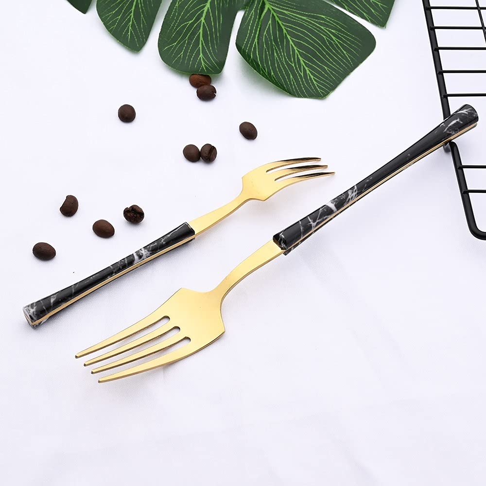 Premium Stainless Steel Flatware Set - 8-Piece Silverware Cutlery for Dining (Knife, Fork, Spoon) - Elegant Brown Gold Finish - Perfect for Dinner Parties, Restaurants & Home Use