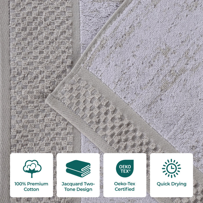 Premium Cotton Plush Jacquard Hand Towels Set of 6 - Soft & Absorbent Bath & Kitchen Towels for Bathroom, Guest Room, and Spa Use