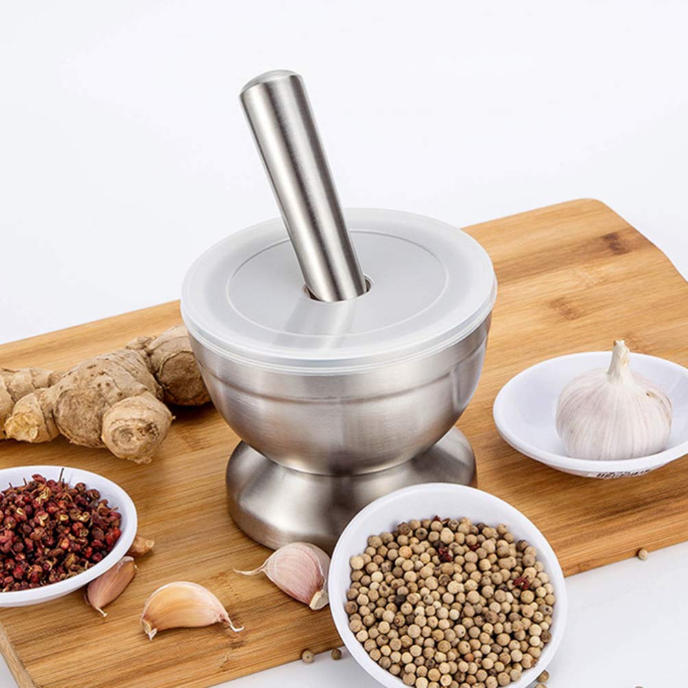 Stainless Steel Garlic Press & Masher with Lid - 1PC Multifunctional Garlic Grinder, Crusher, and Mincer for Kitchen - Perfect for Cooking, Baking, and Meal Prep