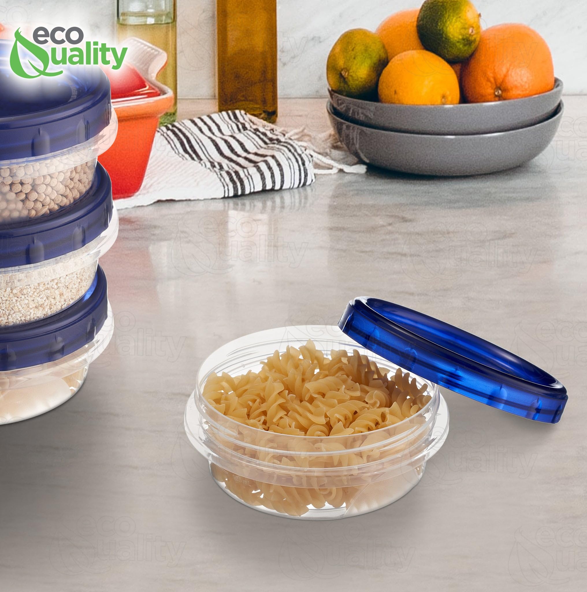 48-Pack 8oz Airtight Plastic Food Storage Containers with Twist & Seal Lids - Leak-Proof, BPA-Free, Reusable & Stackable Snack Canisters for Meal Prep, Lunch Box, Pantry Organization & Kitchen Storage (8 Ounce)