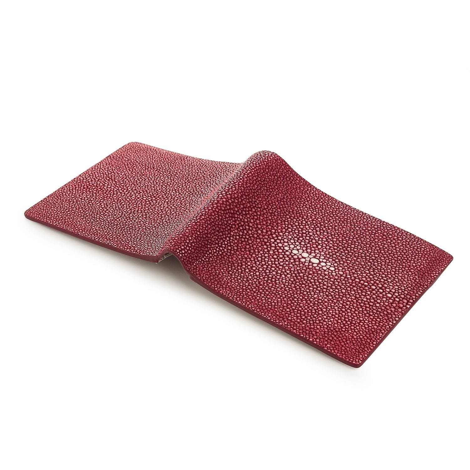 Genuine Stingray Skin Leather Wallet for Men - Red Burgundy Luxury Billfold - Perfect for Everyday Use, Business & Gift Giving
