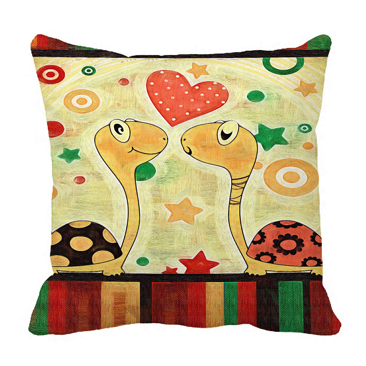 Romantic Love Turtle Pillow Cover - 16x16 Inch Soft Cushion Case for Couples, Home Decor, Bedroom & Living Room Accessories - Perfect for Valentine's Day Gifts, Anniversary Presents and Cozy Home Styling