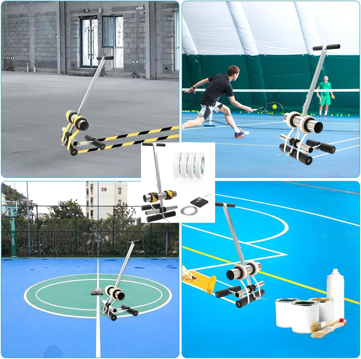 KKV Manual Floor Tape Applicator - Hand-Push Tape Marking Machine with Rubber Roller for Basketball Court, Driveway & Sports Field Lane Marking | Durable Floor Tape Dispenser for Gym, Warehouse & Parking Lot Line Marking