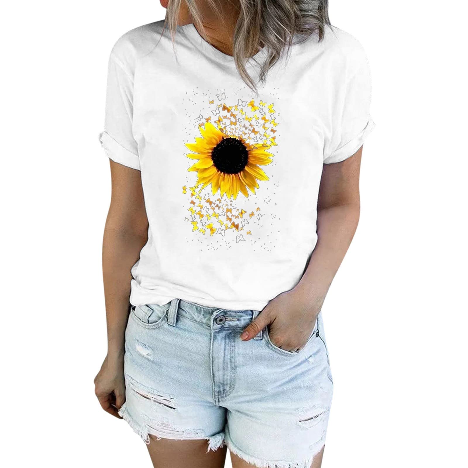 Women's Flowy Short Sleeve Cold Shoulder Tops - Printed Loose Tunic Tee Shirts for Summer | Casual Wear, Beach Outfits & Vacation Essentials