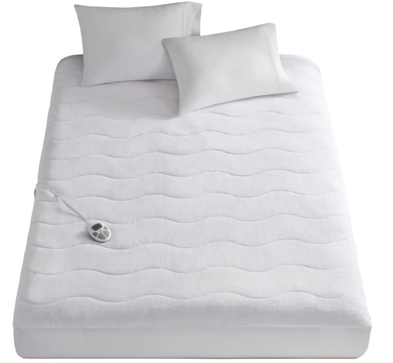 Serta Plush Heated Mattress Pad - Electric Bed Warmer with 10 Heat Settings & Auto Shut Off - Machine Washable Queen Size Mattress Topper for Winter Warmth - ETL Certified Soft Fleece Electric Blanket for Cold Nights - Perfect for Bedrooms, Guest Rooms & Winter Camping
