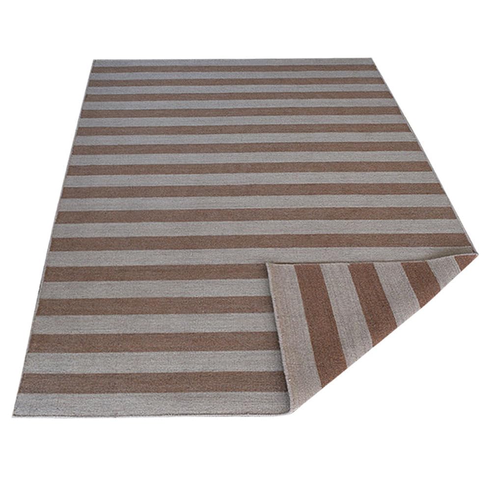 Handmade Wool Kilim Area Rug 8'x10' - Eco-Friendly Flat Weave Low Pile Contemporary Cream Light Brown Rectangle Carpet for Living Room, Bedroom & Home Decor (D00107) | Boho Chic Style, Durable & Soft Floor Covering