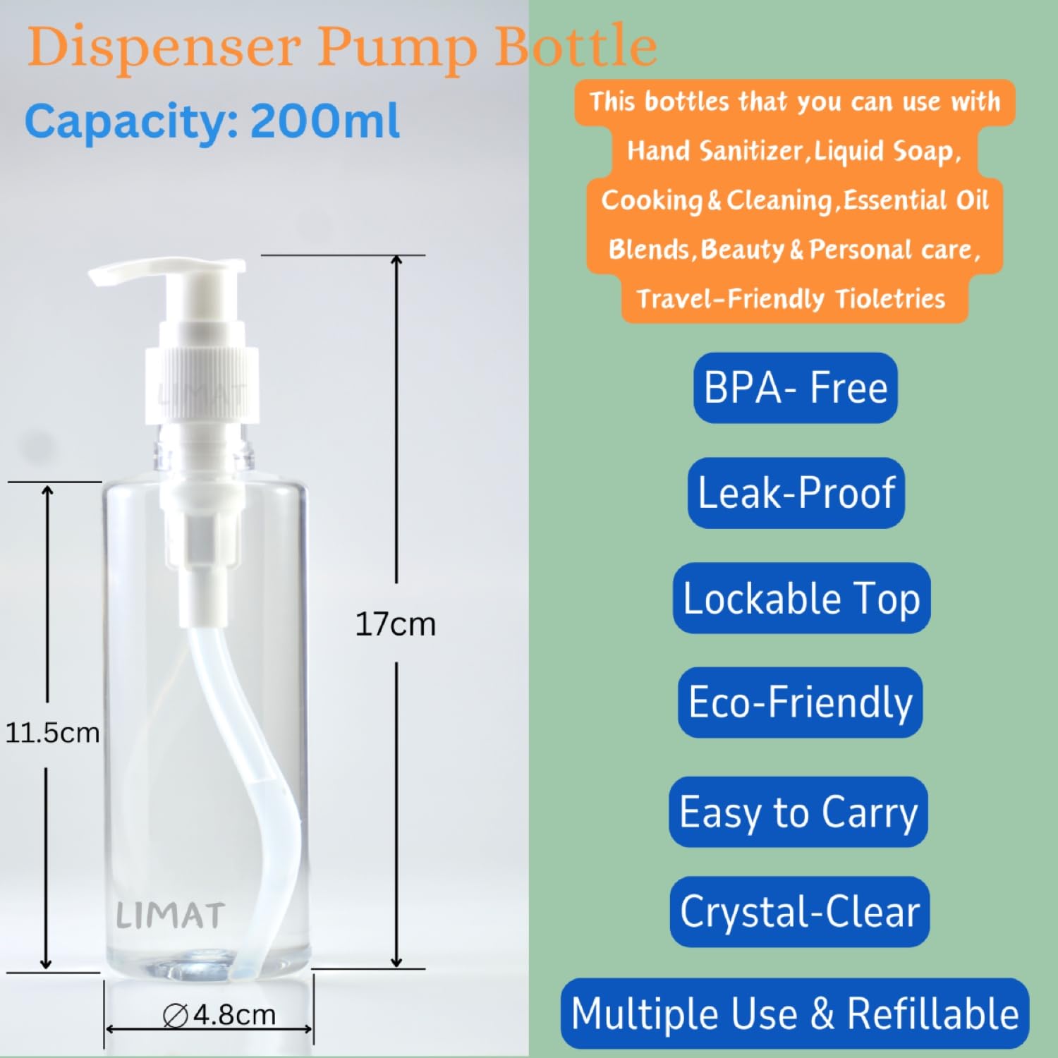 LIMAT 200ml Small Empty Spray Bottles for Hair Oil, Beauty Water, Perfume & Rosemary - Travel Toiletry Plastic Bottles (Pack of 4) - Perfect for Salon, Home Hair Care & DIY Beauty Products