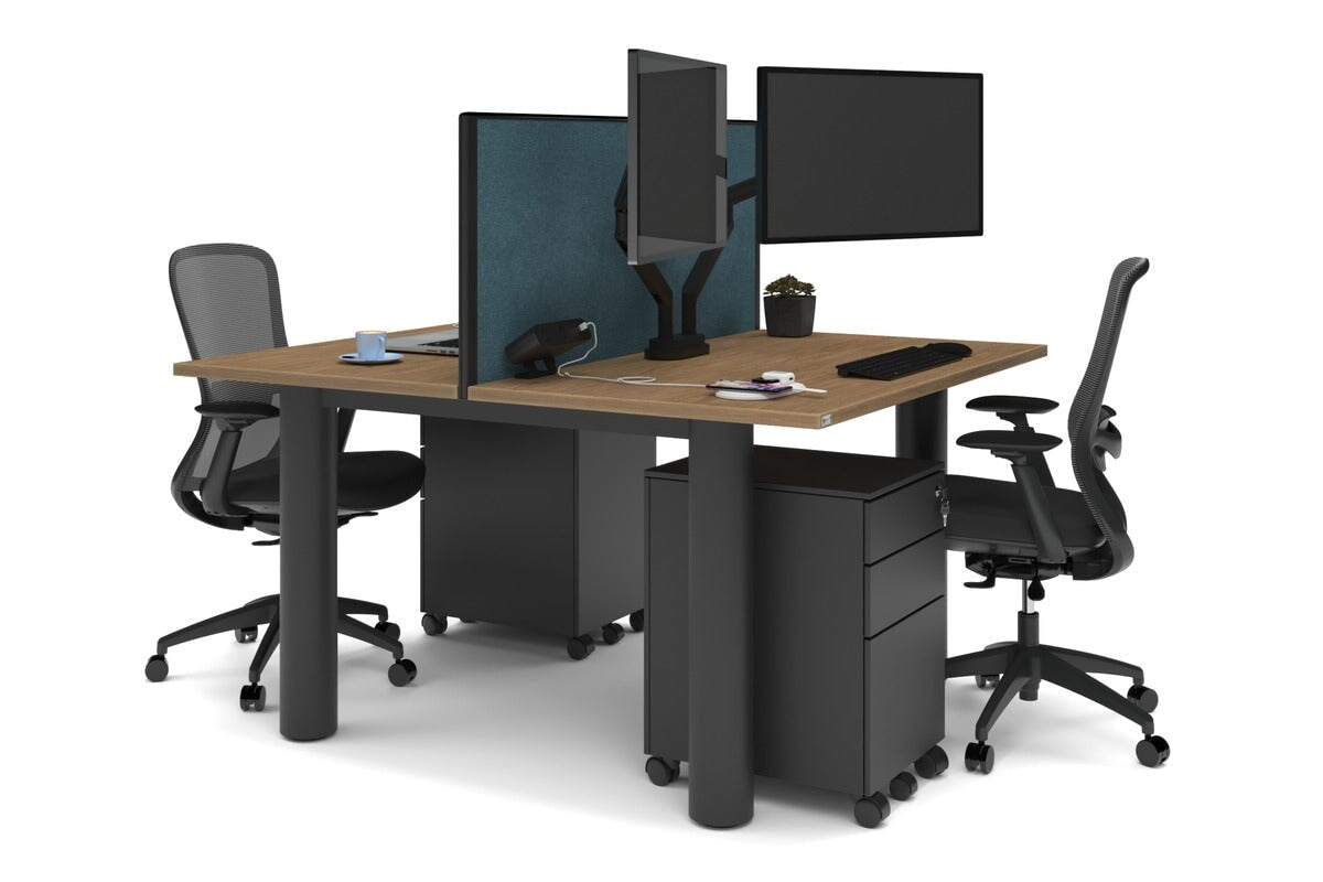 Quadro Cylinder Leg 2 Person Office Workstation Desk - 1200L x 700W Modern Office Furniture for Collaborative Workspaces & Home Offices