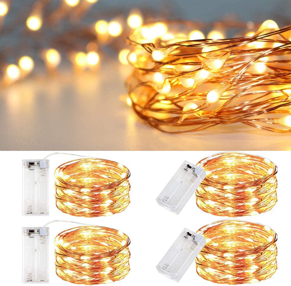4-Pack EShing 10FT Fairy Lights - AA Battery Powered 30LED Copper Wire String Lights for DIY Jars, Vases & Bottles | Romantic Wedding Centerpiece, Table Decor & Craft Projects | Indoor & Outdoor Party Lighting