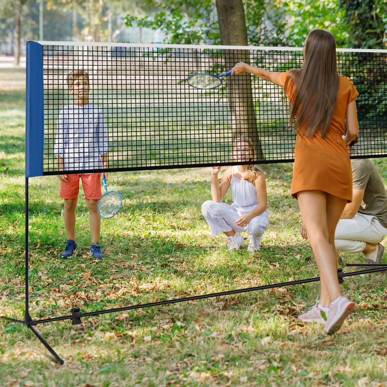 Goplus Portable Badminton Net Set - 10FT/14FT Adjustable Height (2.7FT-5FT) for Volleyball & Pickleball with 2 Shuttlecocks & Carrying Bag | Perfect for Backyard, Beach, Driveway, Park, and Family Outdoor Sports Activities