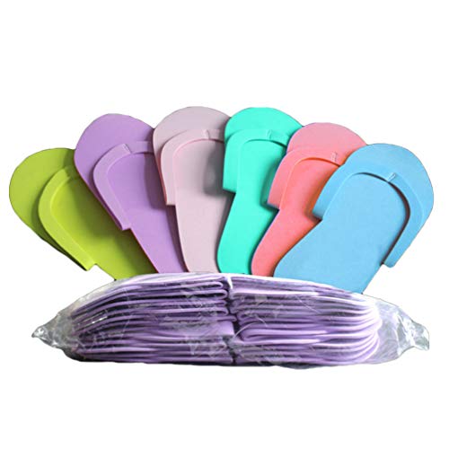 HEALLILY 12 Pairs Disposable Non-Slip Foam Pedicure Slippers with Toe Separator - Comfortable Flip Flops for Salon, Nail Spa, Home Pedicure & Relaxation