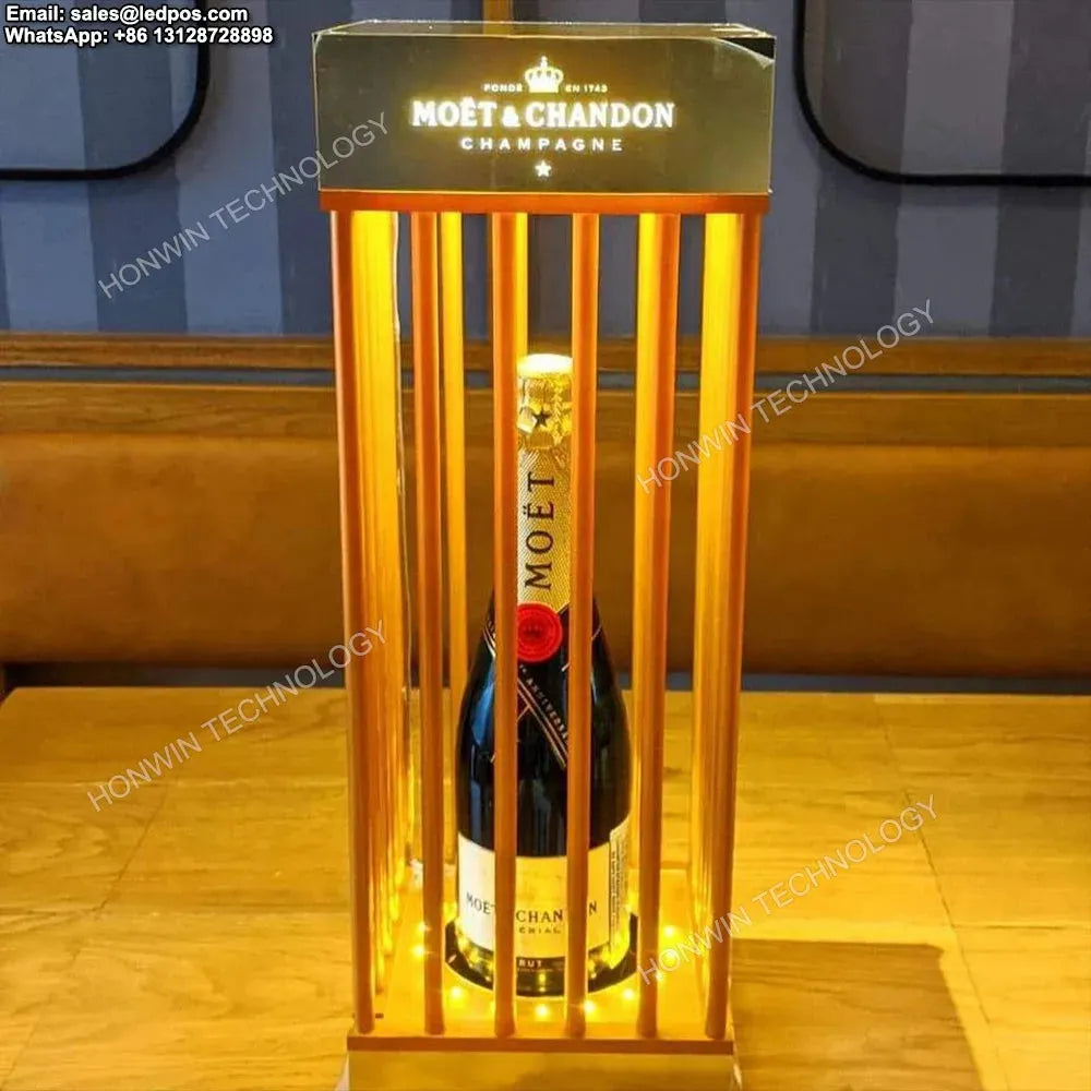 Rechargeable LED Champagne Bottle Display Case - 3 Bottle Capacity for Armand de Brignac & Ace of Spade - Perfect for Nightclubs, VIP Events & Luxury Gift Presentations