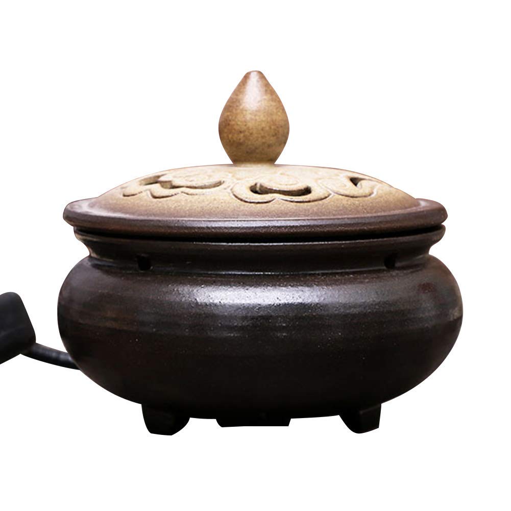FMOGE Electronic Ceramic Incense Burner with Timer & Temperature Control - Premium Aroma Essential Oil Diffuser for Home, Office, Spa - Perfect for Meditation, Yoga & Relaxation