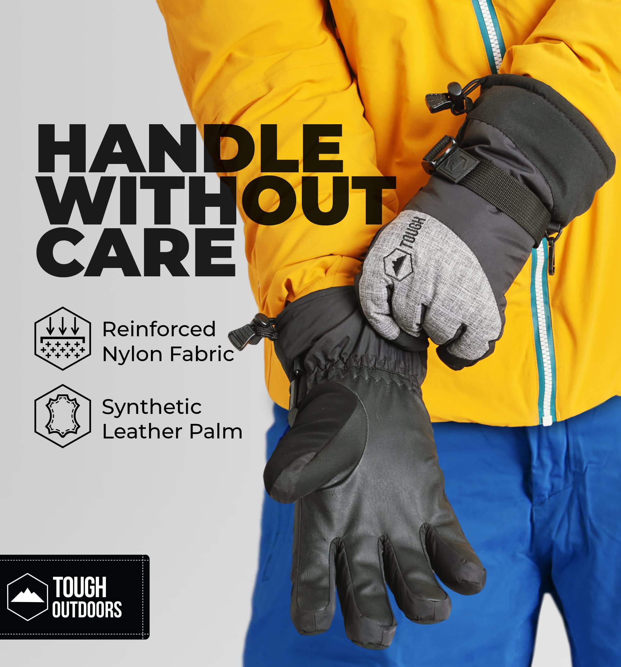 **Tough Outdoors Snow Gloves for Men & Women - Waterproof, Insulated Ski & Snowboard Gloves for Cold Weather - Perfect for Skiing, Snowboarding & Winter Outdoor Activities**
