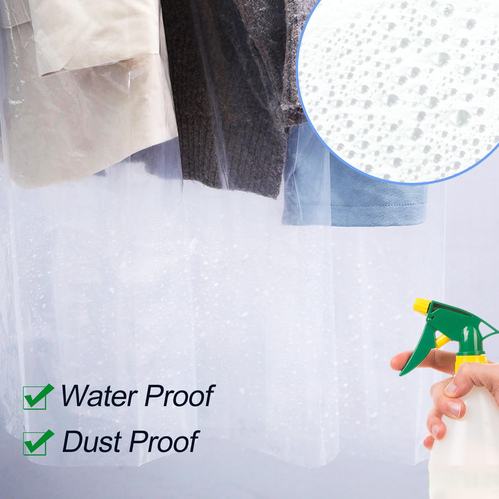 100 Pack Clear Plastic Dry Cleaning Bags for Clothes - 35.4