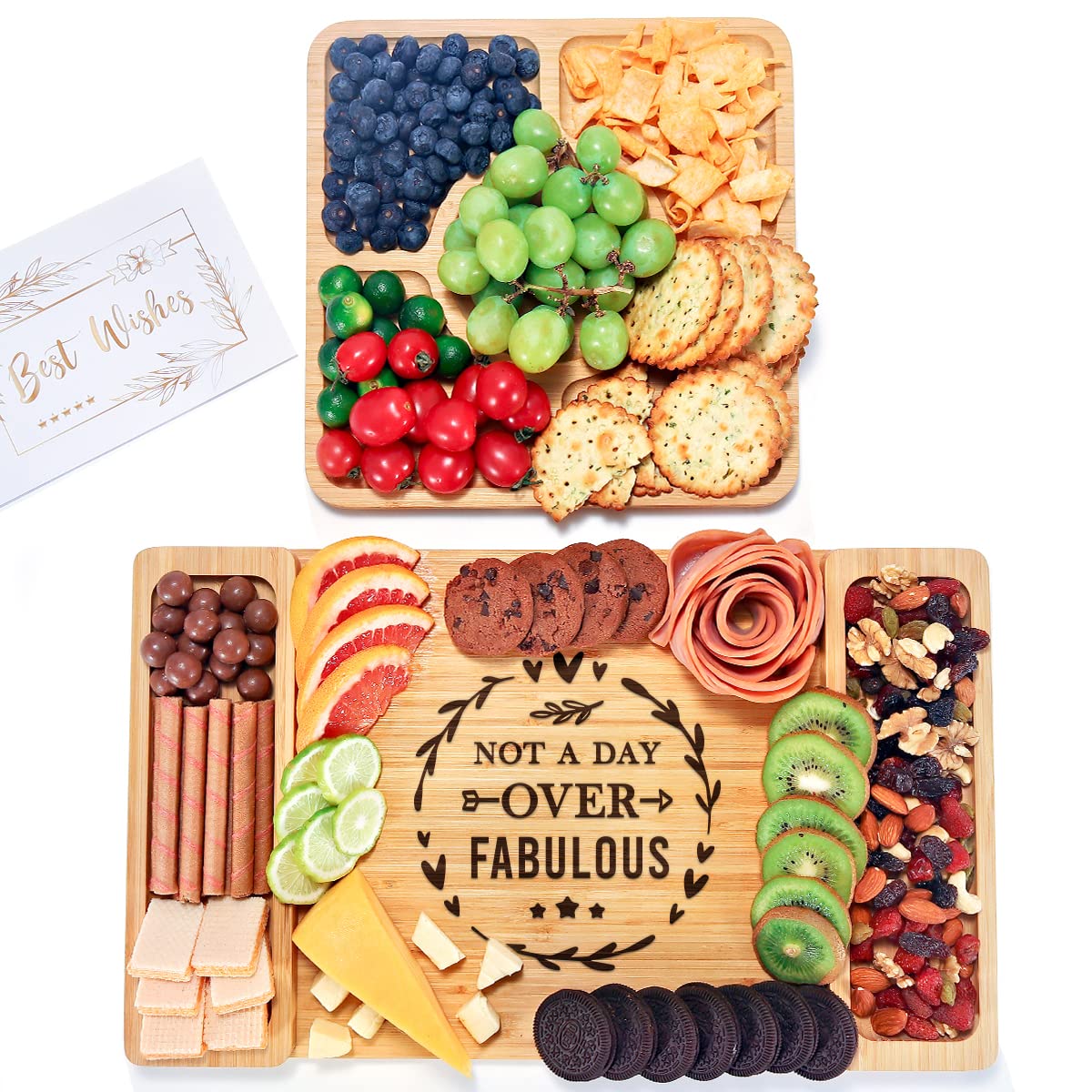 Not A Day Over Fabulous Cheese Board - Unique Birthday, Wedding & Christmas Gift for Women, Men, Parents, Friends, Coworkers, Couples, Daughters, Aunts & Sisters | Perfect for Wine Nights, Housewarming Parties & Special Occasions