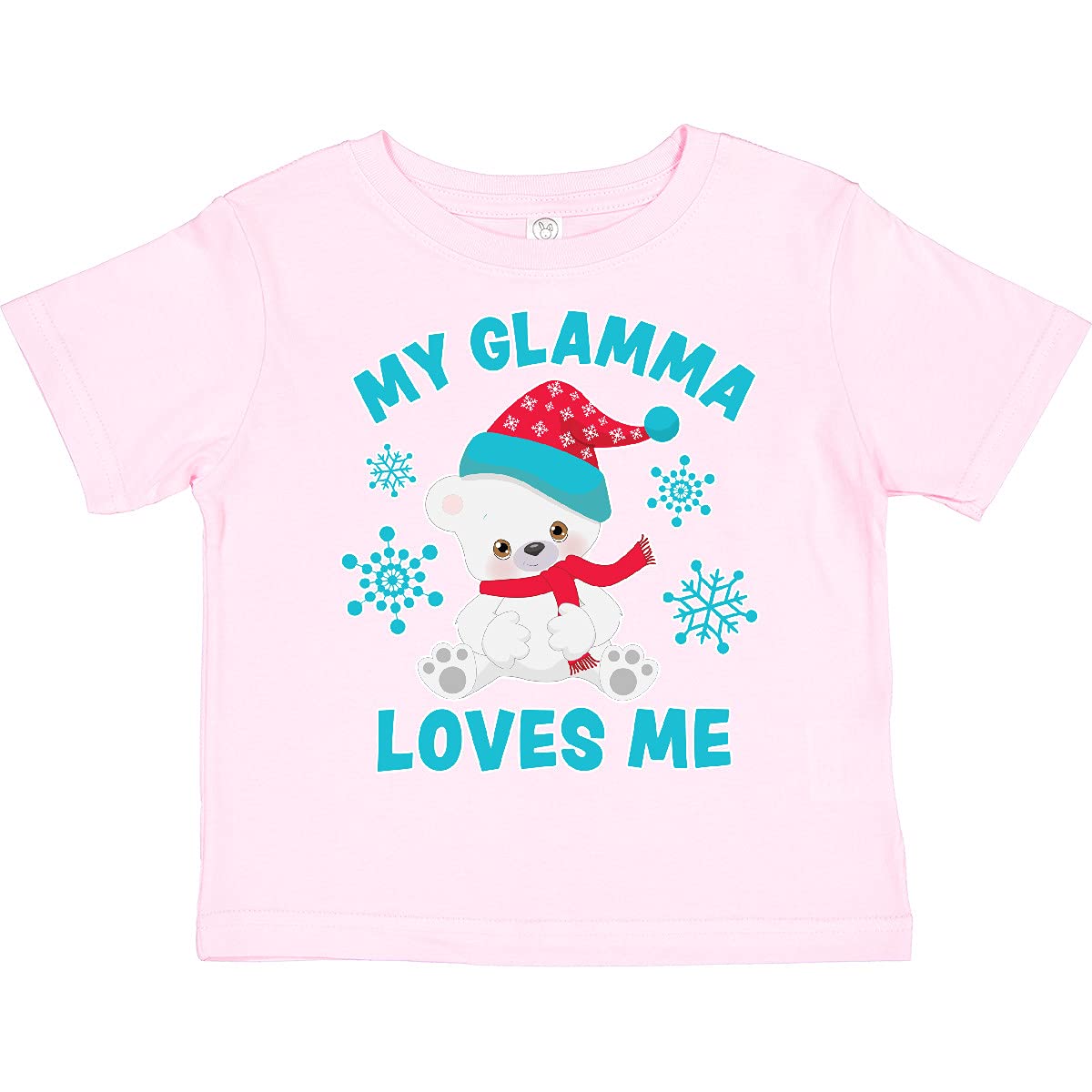 Polar Bear 'My Glamma Loves Me' Santa Hat Toddler T-Shirt - Cute Christmas Family Matching Outfits for Grandkids & Grandparents