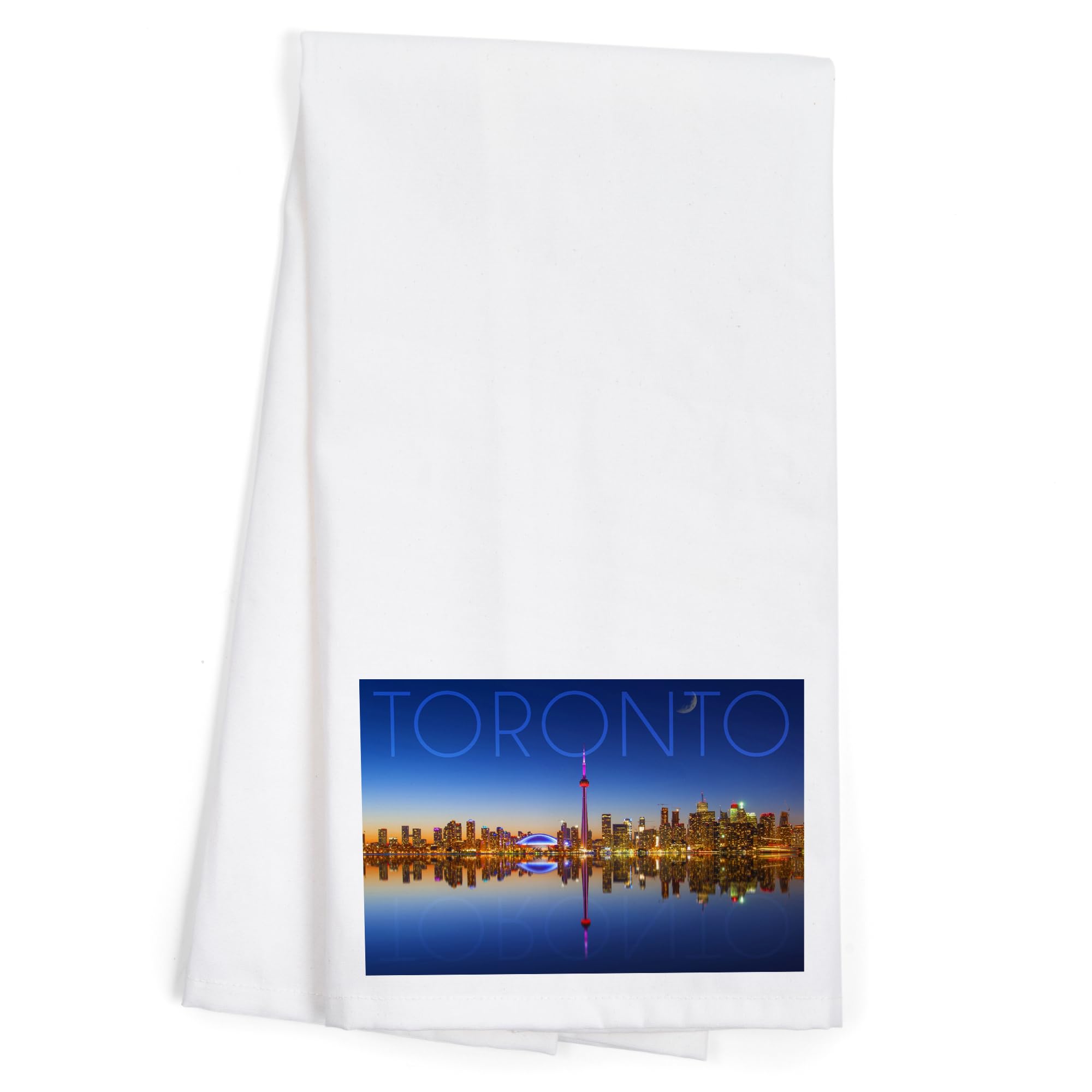 Lantern Press Toronto Canada Skyline & Reflection Cotton Tea Towel - 100% Cotton Decorative Hand Towel for Kitchen, Bathroom & Home Decor - Perfect for Dish Drying, Gift Giving & Farmhouse Style Decor