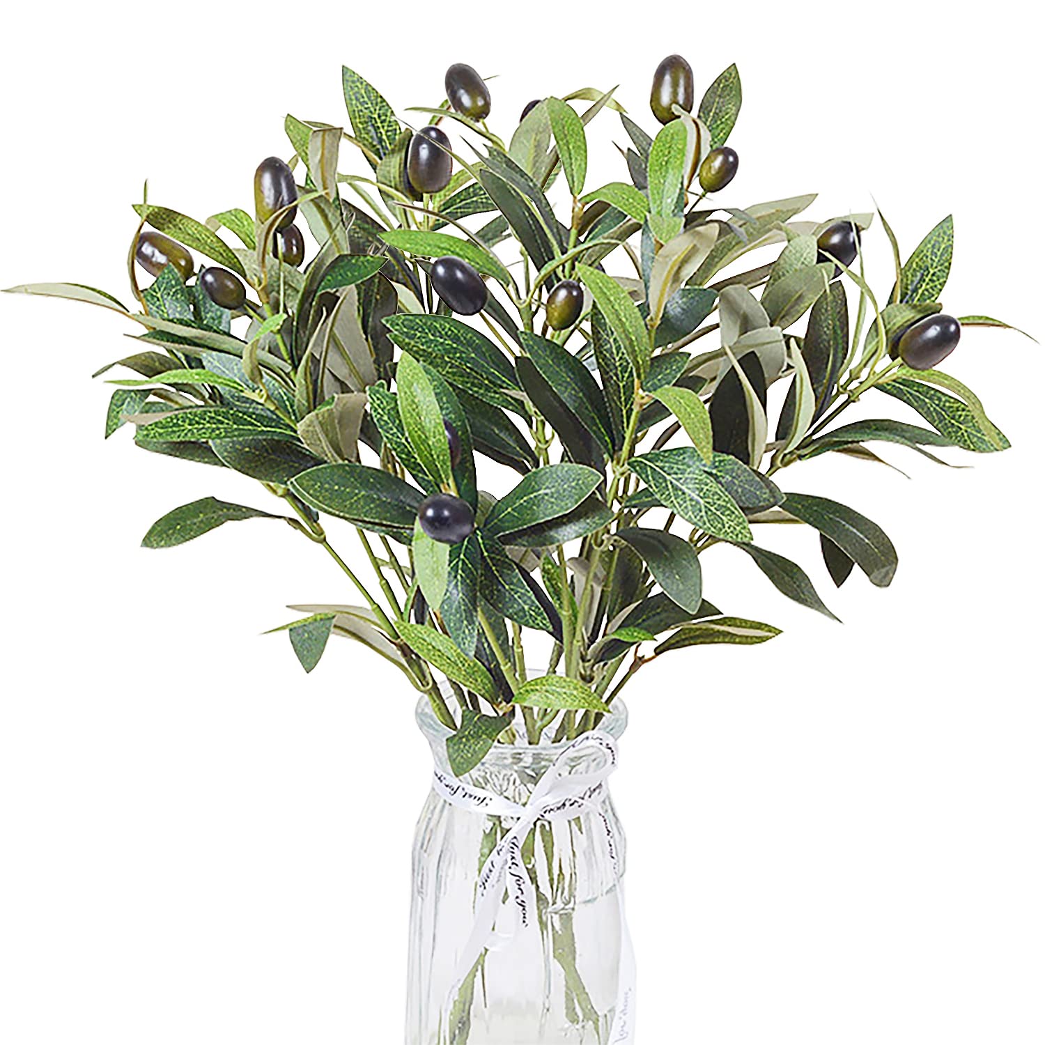 Artificial Olive Branches for Vases - 5 Pack Faux Greenery Stems, Home Decor, Wedding Centerpieces & Table Arrangements
