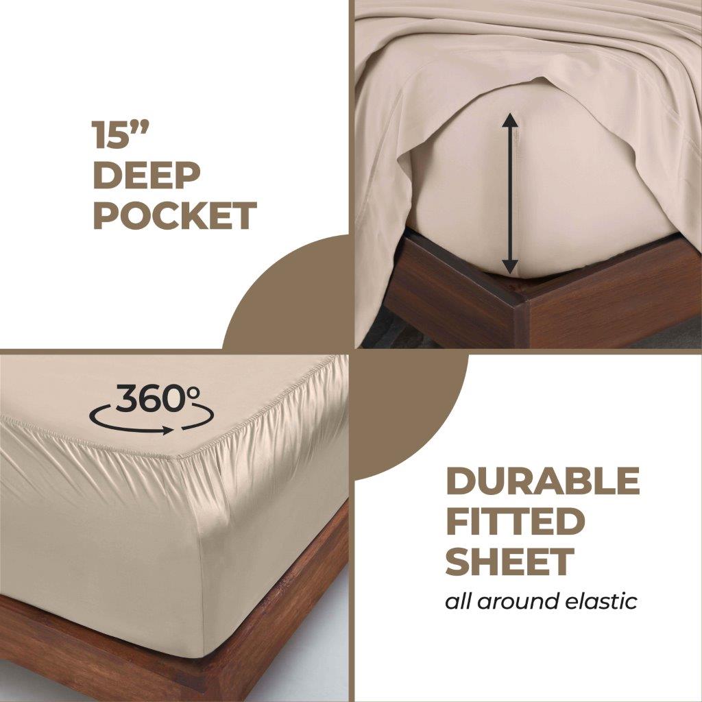 400 Thread Count Modal Beechwood Bed Sheet Set - Ultra Soft, Breathable & Deep Pocket Fitted - Perfect for Luxury Bedding & Comfortable Sleep