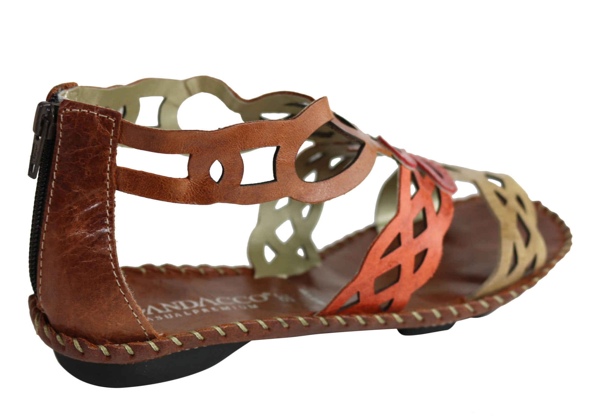 Andacco Betti Women's Comfortable Flat Leather Sandals - Handmade in Brazil - Perfect for Beach, Vacation & Summer Outfits