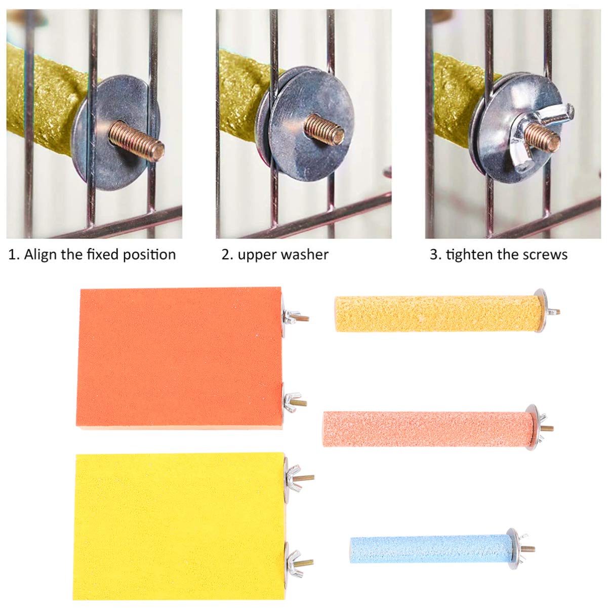 Balacoo 5-Piece Wooden Bird Play Set - Natural Parrot Perch Stand & Exercise Toy for Small & Medium Birds - Training, Climbing & Foot Grinding Activity - Perfect for Cockatiels, Conures & Parakeets - Indoor Pet Bird Cage Accessories