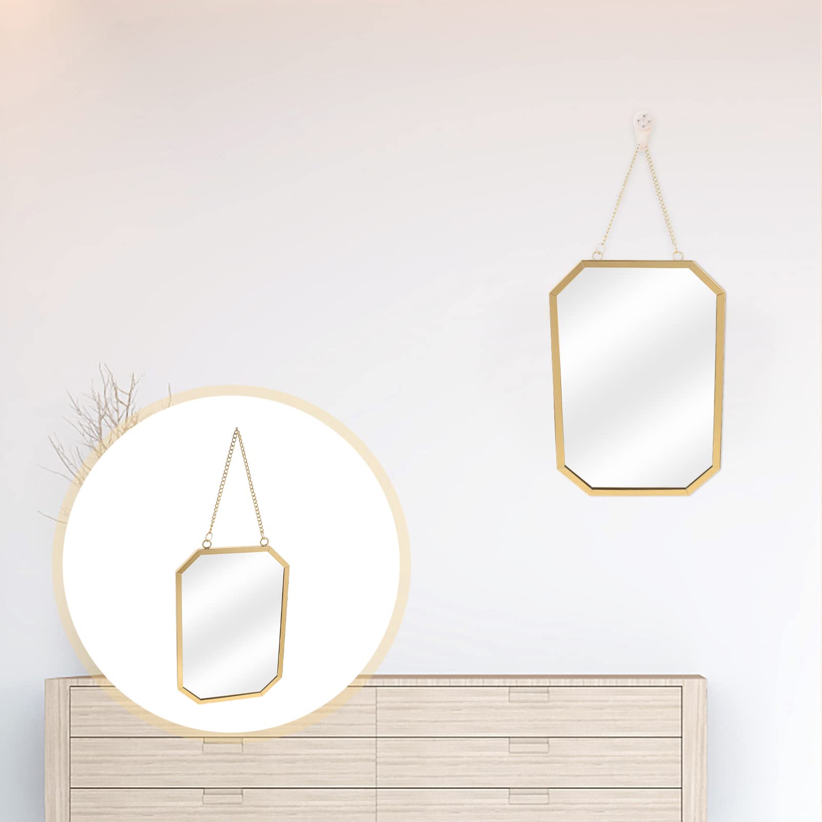 PRETYZOOM Round Wrought Iron Vanity Mirror - Hanging Bathroom Wall Mirror with Glass for Makeup & Home Decor - Perfect for Bedroom, Bathroom, and Dressing Room Vanity Areas