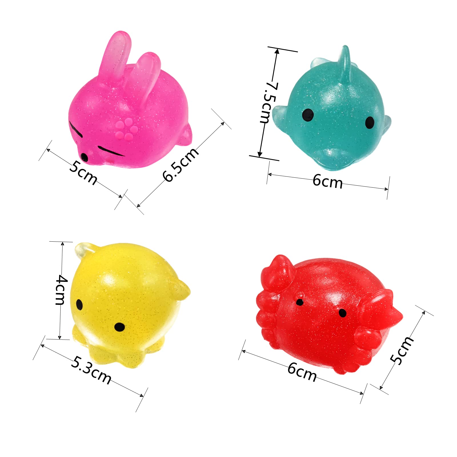 8-Piece Jumbo Glitter Mochi Squishy Toys - Stress Relief Animal Squishies for Kids Party Favors & Sensory Play | Perfect for Birthday Gifts, Classroom Rewards, and Anxiety Relief