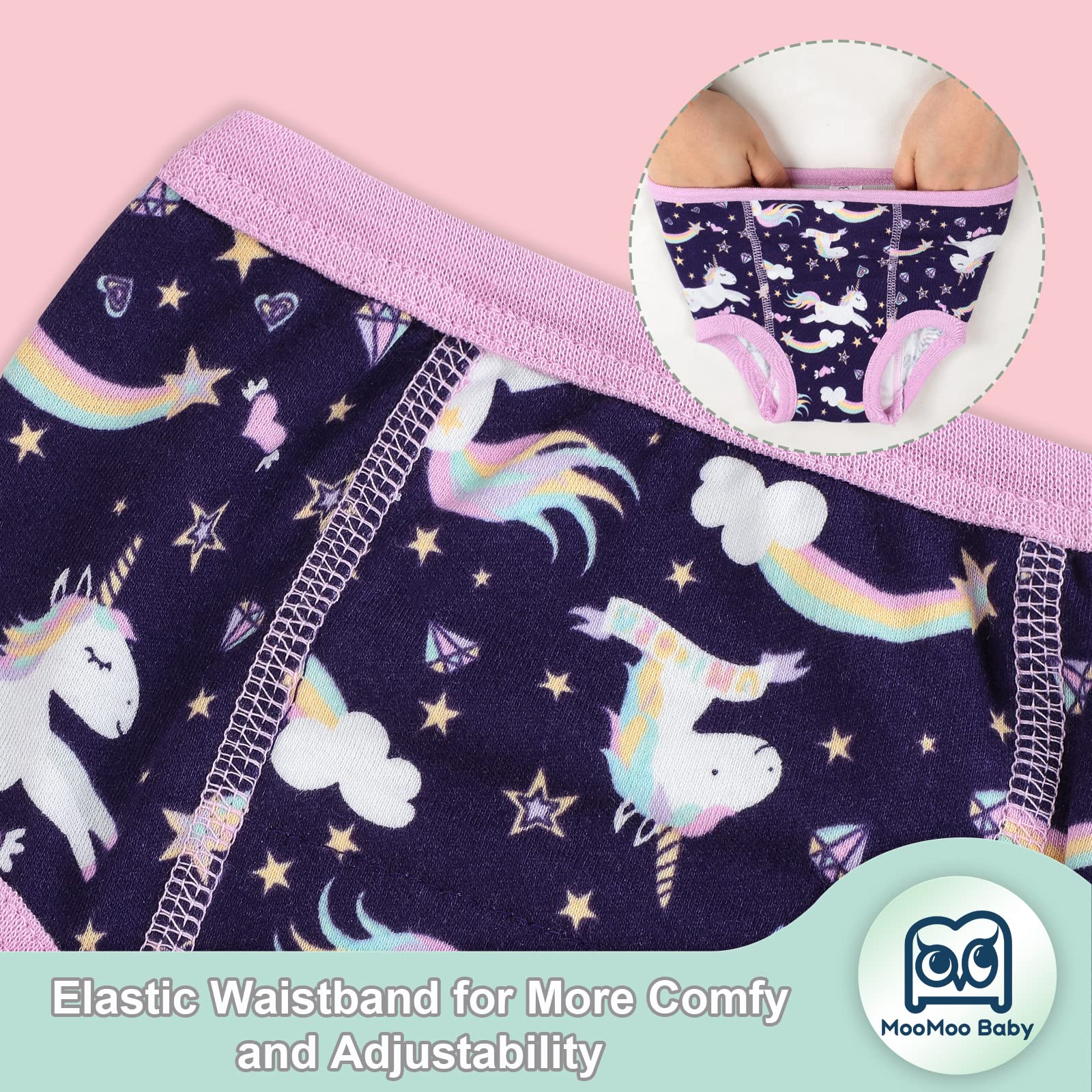 MooMoo Baby Training Pants 4 Pack - Cotton Underwear for Toddlers 2T-7T - Day & Night Use