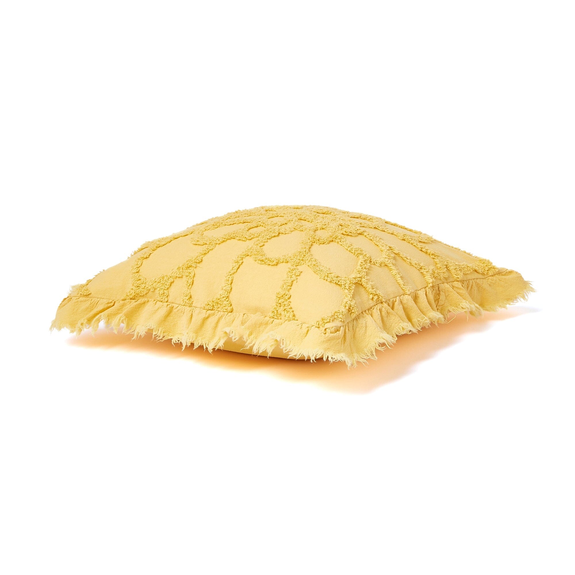 Premium Yellow Flower Tuft Cushion Cover 18x18 Inches - Soft Decorative Pillow Case for Sofa, Bed, Chair - Home & Living Room Decor