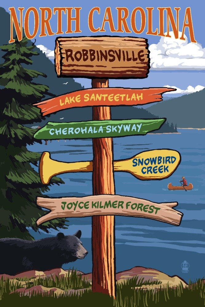 Robbinsville North Carolina Destination Signpost - 16x24 Gallery Quality Metal Wall Art, Aluminum Home Decor for Living Room, Office & Cabin