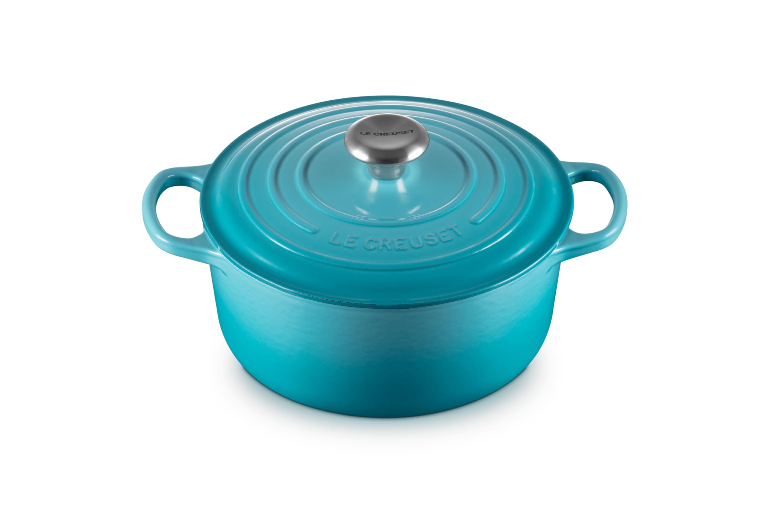 Le Creuset Signature Enameled Cast Iron Round Dutch Oven 4.5 Quart - Caribbean Blue | Perfect for Braising, Stewing & Baking Bread at Home