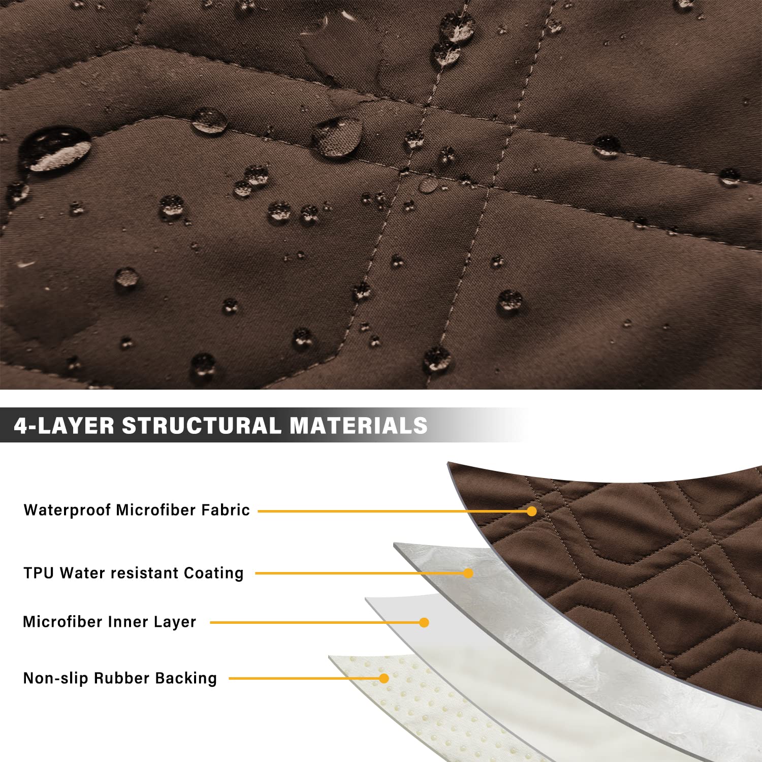 Non-Slip Recliner Chair Cover - Machine Washable Sofa Slipcover with Straps for Dogs | Furniture Protector (Brown, Fits 23-inch Recliner) | Perfect for Pet Owners & Living Room Protection