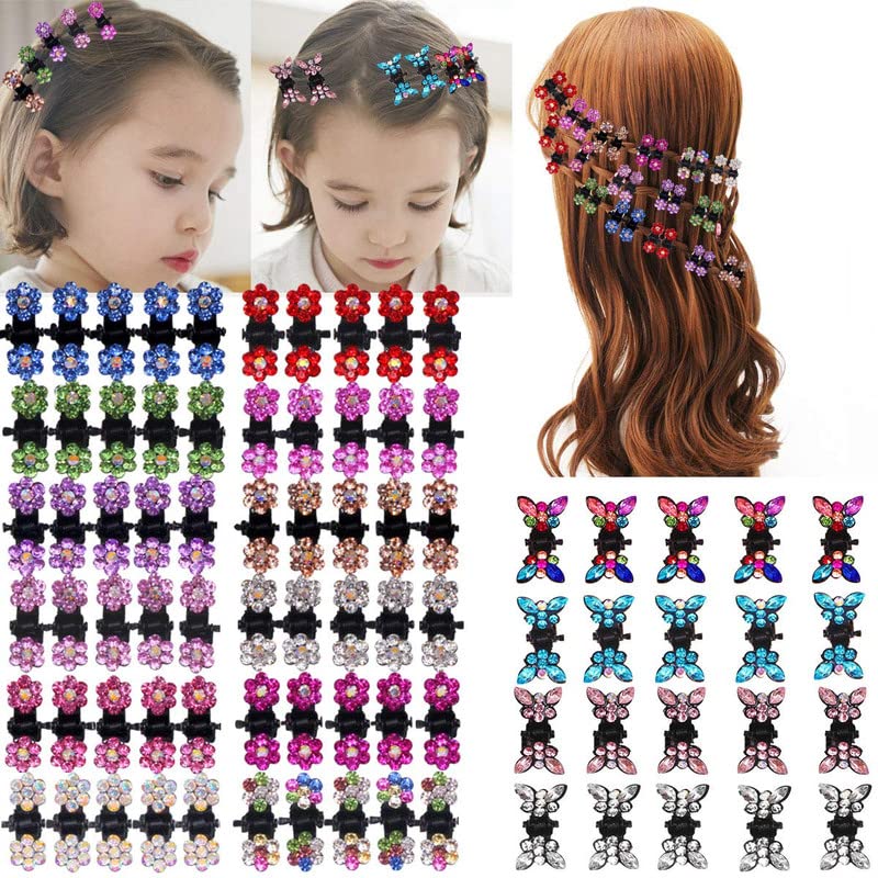 BELICIA 12pcs Flower Rhinestone Hair Clips - Sparkly Glitter Hair Bangs Clips for Baby Girls, Kids & Toddlers - Perfect for Parties, Weddings & Daily Hair Styling