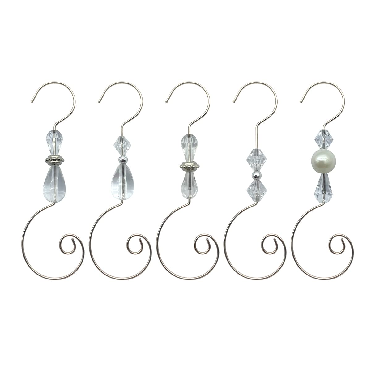 Silver Wire Christmas Ornament Hooks - 30 Pack Clear Acrylic Jewelry Hooks for Tree Decorations | Perfect for Holiday Decor, DIY Crafts & Gift Wrapping