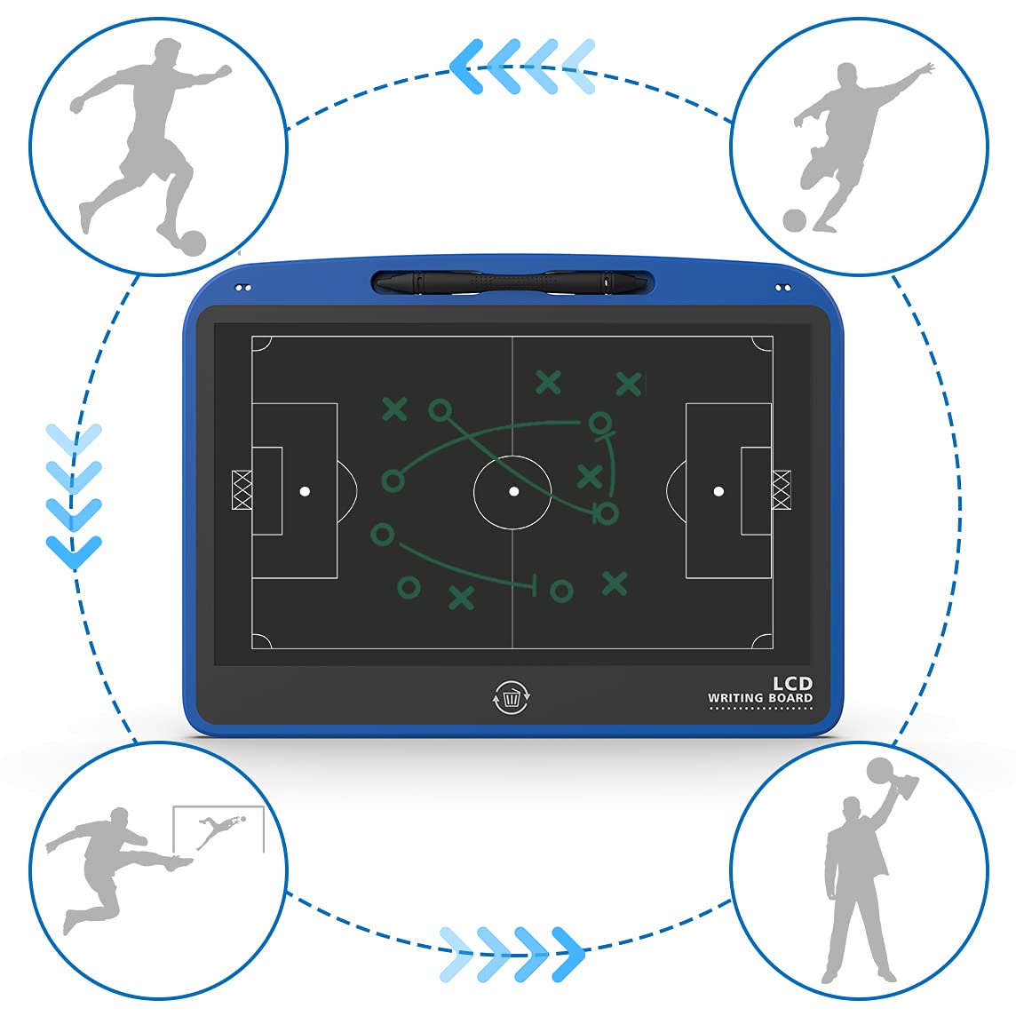 VNVDFLM Electronic LCD Basketball & Soccer Coaching Board - Digital Tactical Training Board for Coaches - Basketball & Football Coaching Equipment Accessories - Perfect Coach Gift for Game Strategies & Team Planning