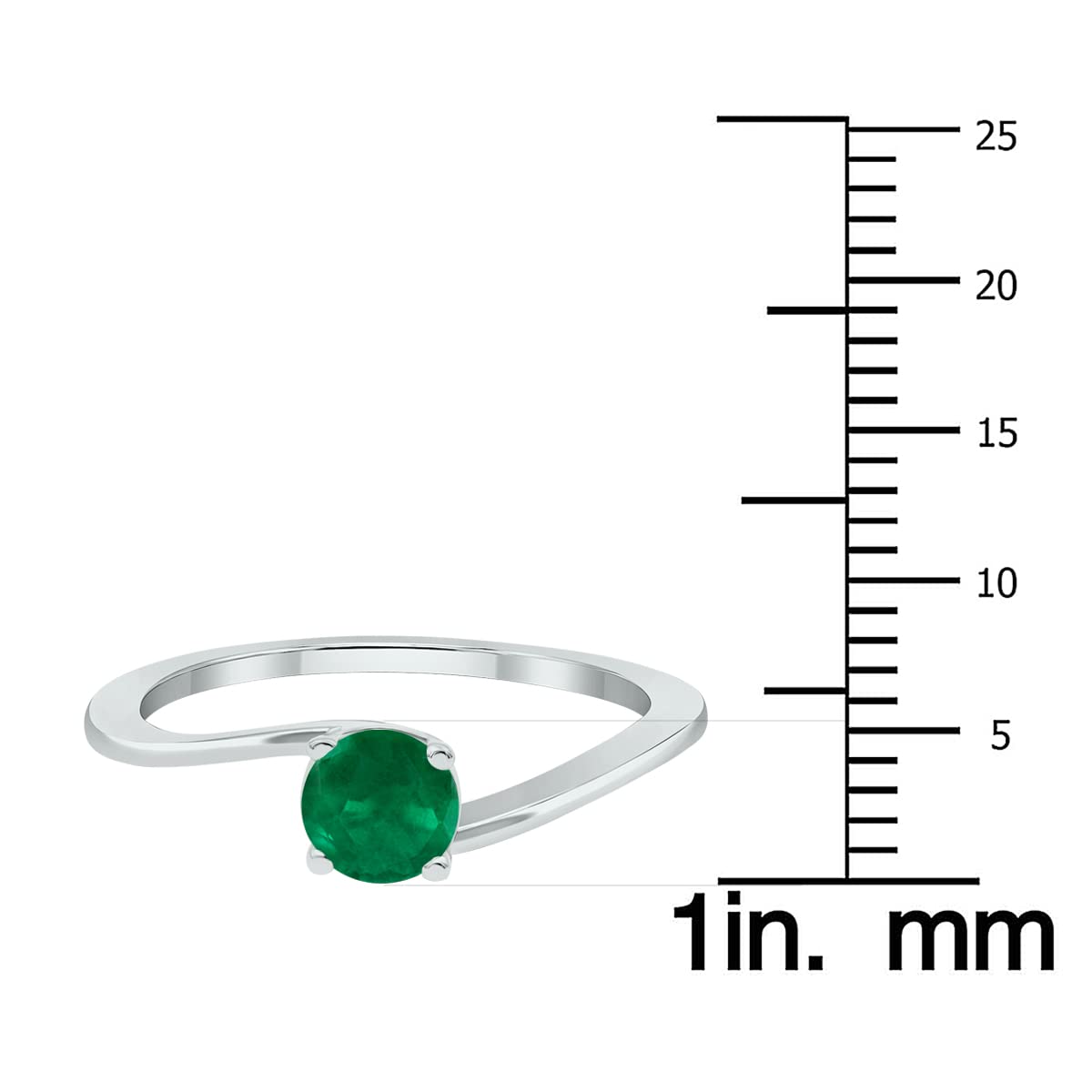 10K White Gold Solitaire Emerald Wave Ring for Women - Elegant Jewelry Gift for Her, Perfect for Weddings, Anniversaries & Special Occasions